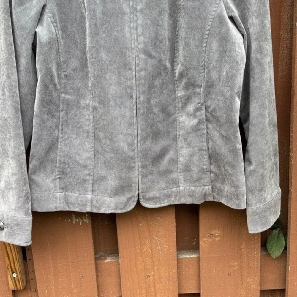 Christopher & Banks Women's SZ Medium Gray Mini Cord Velour Light‎ Jacket Fall